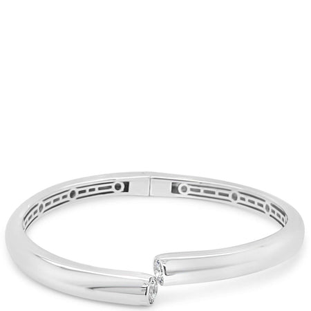 Absolute Silver Crystal Hinged Bangle