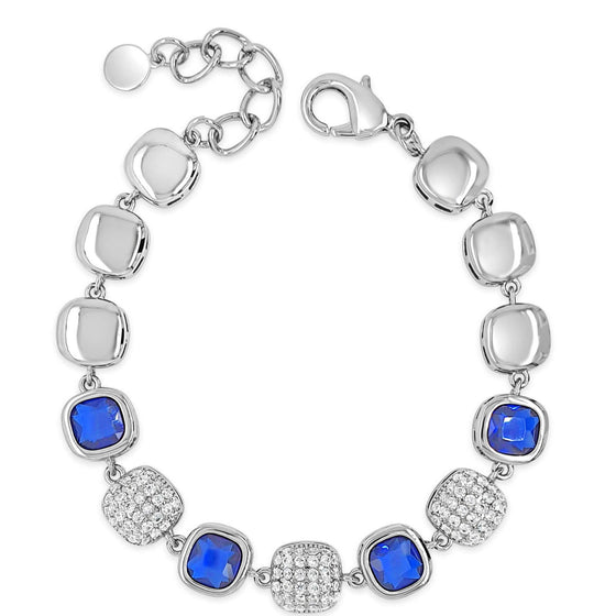 Absolute Silver Crystal & Midnight Blue Square Pendant Bracelet