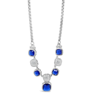 Absolute Silver Crystal & Midnight Blue Square Pendant Faceted Necklace