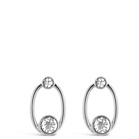 Absolute Silver Crystal Oval Stud Earrings