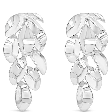 Absolute Silver Curved Leaf Statement Earrings