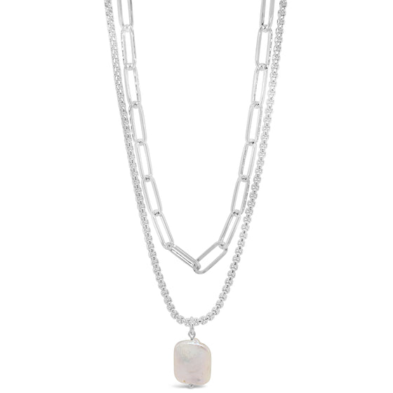 absolute-silver-double-chain-pearl-pendant-necklace-N2339SL