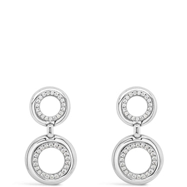Absolute Silver Double Circle Drop Earrings