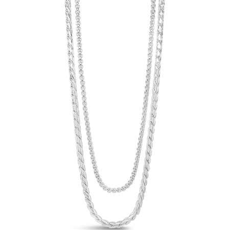 Absolute Silver Double Rope Chain Necklace