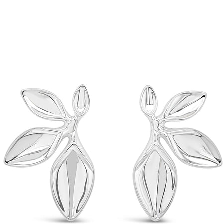 Absolute Silver Flat Leaf Statement Earrings