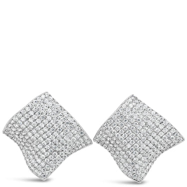 Absolute Silver Large Pave Crystal Stud Earrings