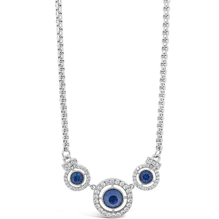 Absolute Silver & Midnight Blue Halo Faceted Necklace