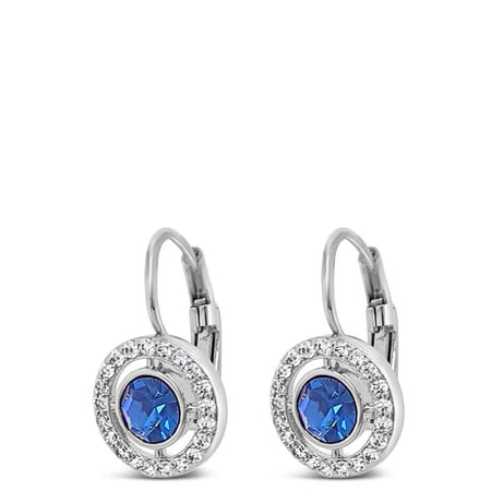 Absolute Silver & Midnight Blue Halo French Hook Drop Earrings
