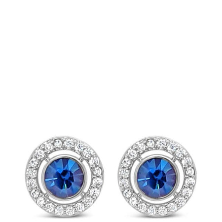 Absolute Silver & Midnight Blue Halo Stud Earrings