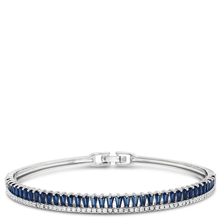 Absolute Silver & Navy Blue Baguette Bangle