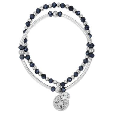 Absolute Silver Navy Blue Beaded Bracelet