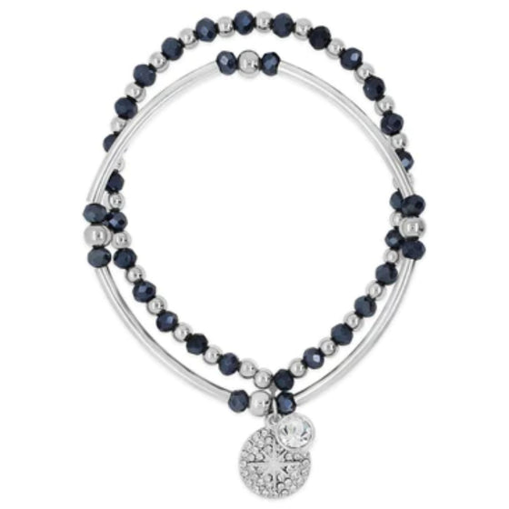 Absolute Silver Navy Blue Beaded Bracelet