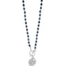 Absolute Silver Navy Blue Beaded TBar Necklace