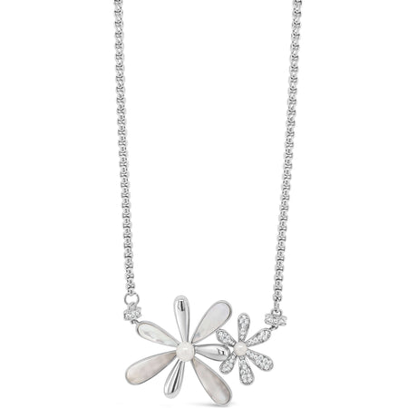 Absolute Silver & Opal Flower Faceted Necklace