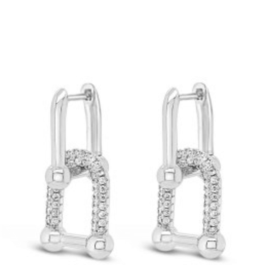 ladies silver linked drop earrings