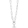 Silver chain necklace with a pendant on a white background