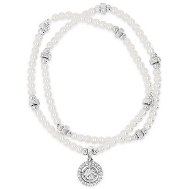 Absolute Silver Pearl Beaded Halo Bracelet