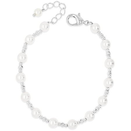 Absolute Silver & Pearl Dainty Bead Bracelet