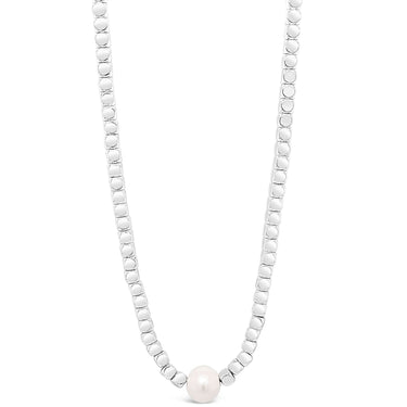 Absolute Silver & Pearl Dainty Cube Necklace