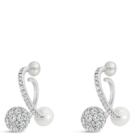 Absolute Silver Pearl & Sphere Hoop Earrings