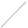 Silver bracelet with clear gemstones on a white background