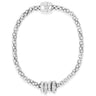 Silver bracelet with a clasp on a white background