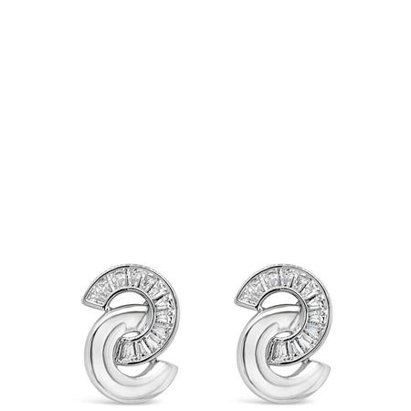 Absolute Silver Small Baguette Entwined Stud Earrings