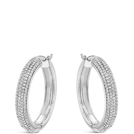 Absolute Silver Sparkly Chunky Large Hoop Earrings