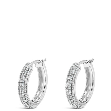 Absolute Silver Sparkly Chunky Medium Hoop Earrings