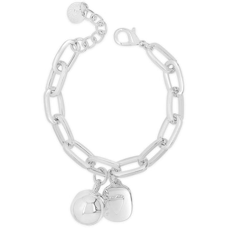 Absolute Silver Sphere & Heart Oval Link Bracelet