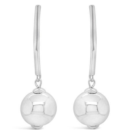 Absolute Silver Sphere Long Drop Earrings