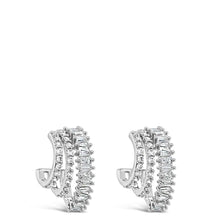 A single marquise-cut clear gemstone stud earring in a polished silver-toned setting, centered on a plain white background.