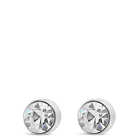 Absolute Silver Classic Stud Earrings - Clear Crystal