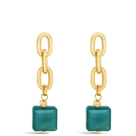 Absolute Square Turquoise Bead Drop Earrings