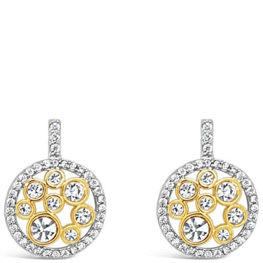 Absolute Two Tone Crystal Design Drop Earrings