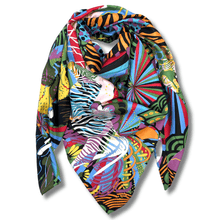 ladies bold bright colourful square shaped scarf