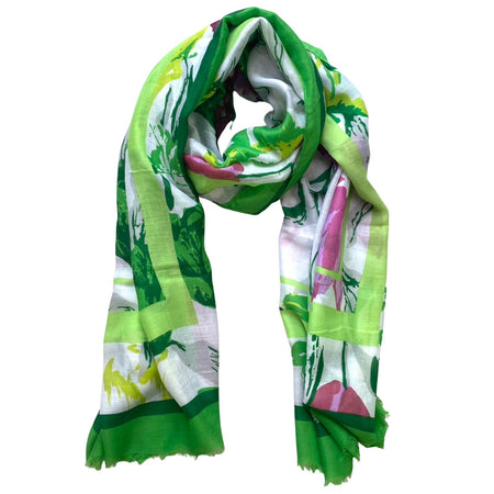 Abstract Floral Scarf - Green