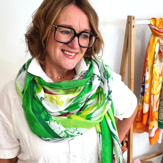 Abstract Floral Scarf - Green
