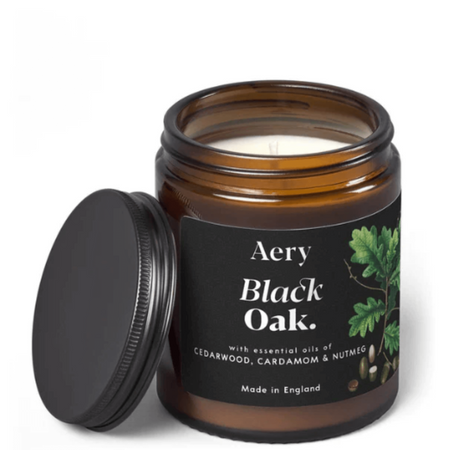 Aery Black Oak Scented Jar Candle - Cedarwood Cardamom and Nutmeg