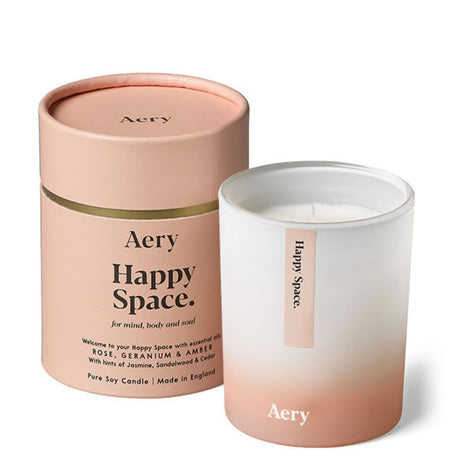 Aery Happy Space Scented Candle - Rose Geranium & Amber
