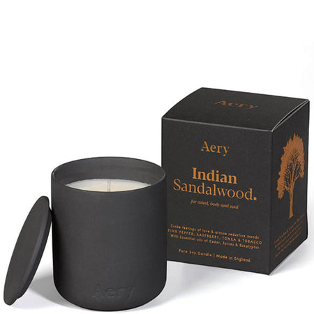 Aery Indian Sandalwood Scented Candle - Pepper, Raspberry & Tonka