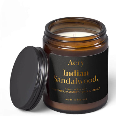 Aery Indian Sandalwood Scented Jar Candle - Pepper, Raspberry & Tonka