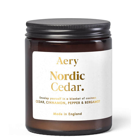 Aery Nordic Cedar Scented Jar Candle - Cedar, Cinnamon & Bergamot