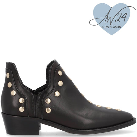 Alpe Black Leather Low Cut Ankle Boots