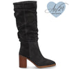 Alpe Black Suede Slouch High Heel Boots