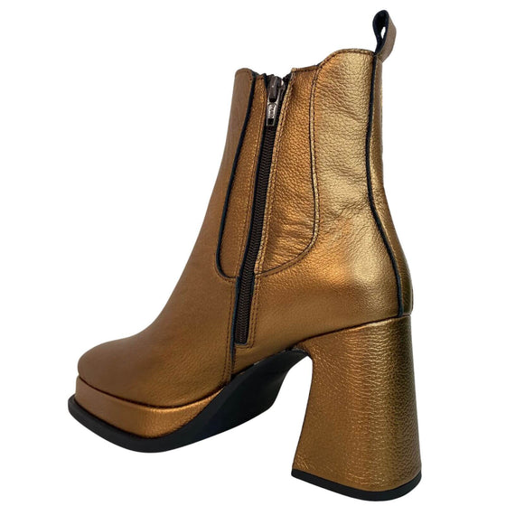 Alpe Bronze Leather Platform Boots