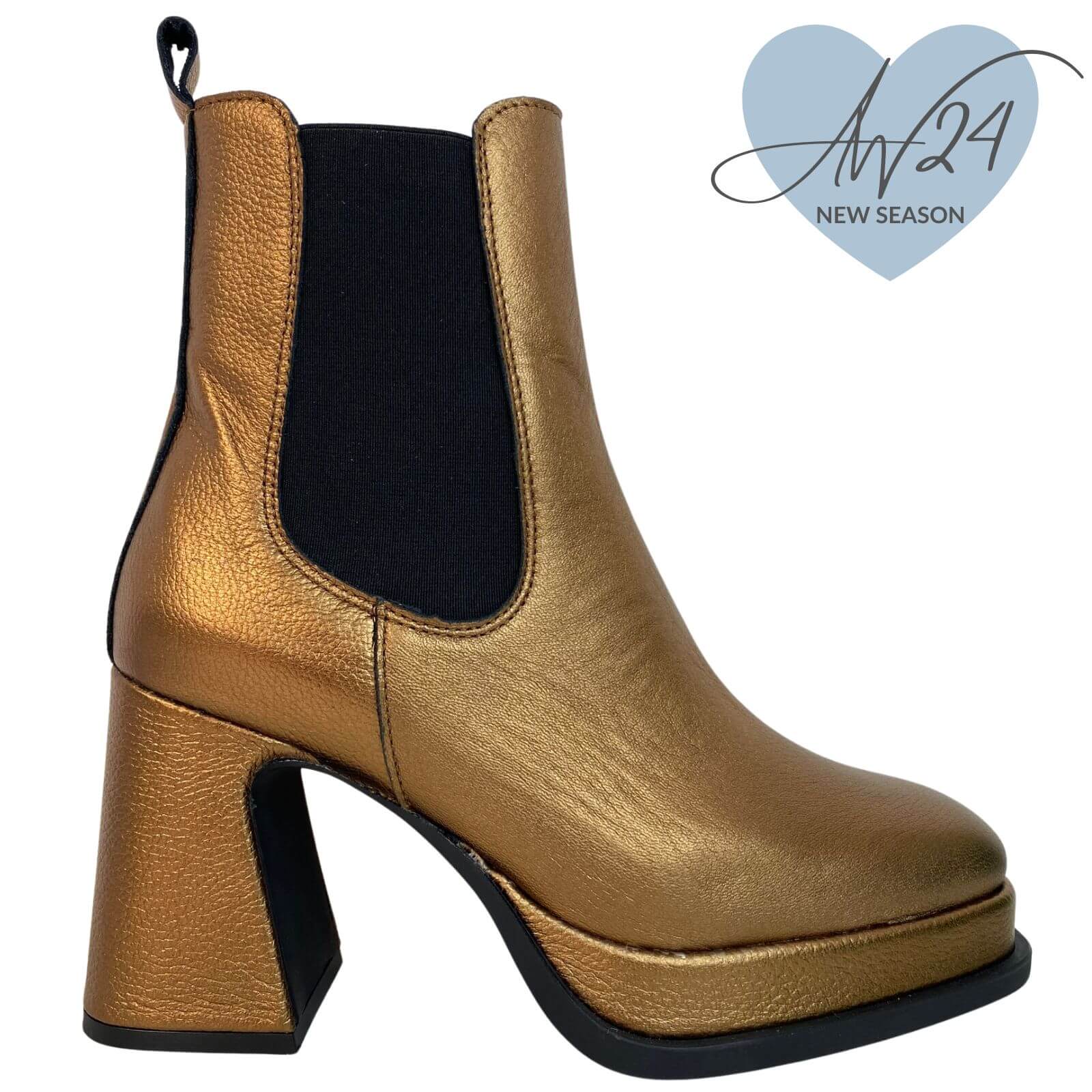 Alpe Bronze Leather Platform Boots 2751