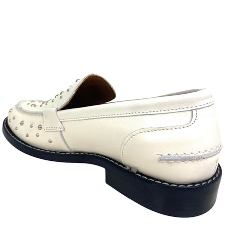 Alpe Off White Leather Slip On Loafers