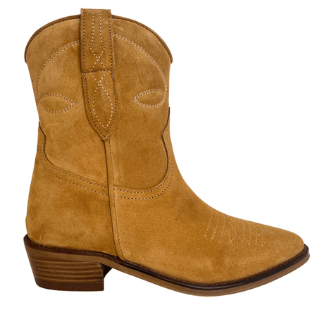 Alpe Western Style Leather Suede Boots - Tan
