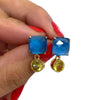 Angela D'Arcy Gold Blue Faceted Small Drop Earrings